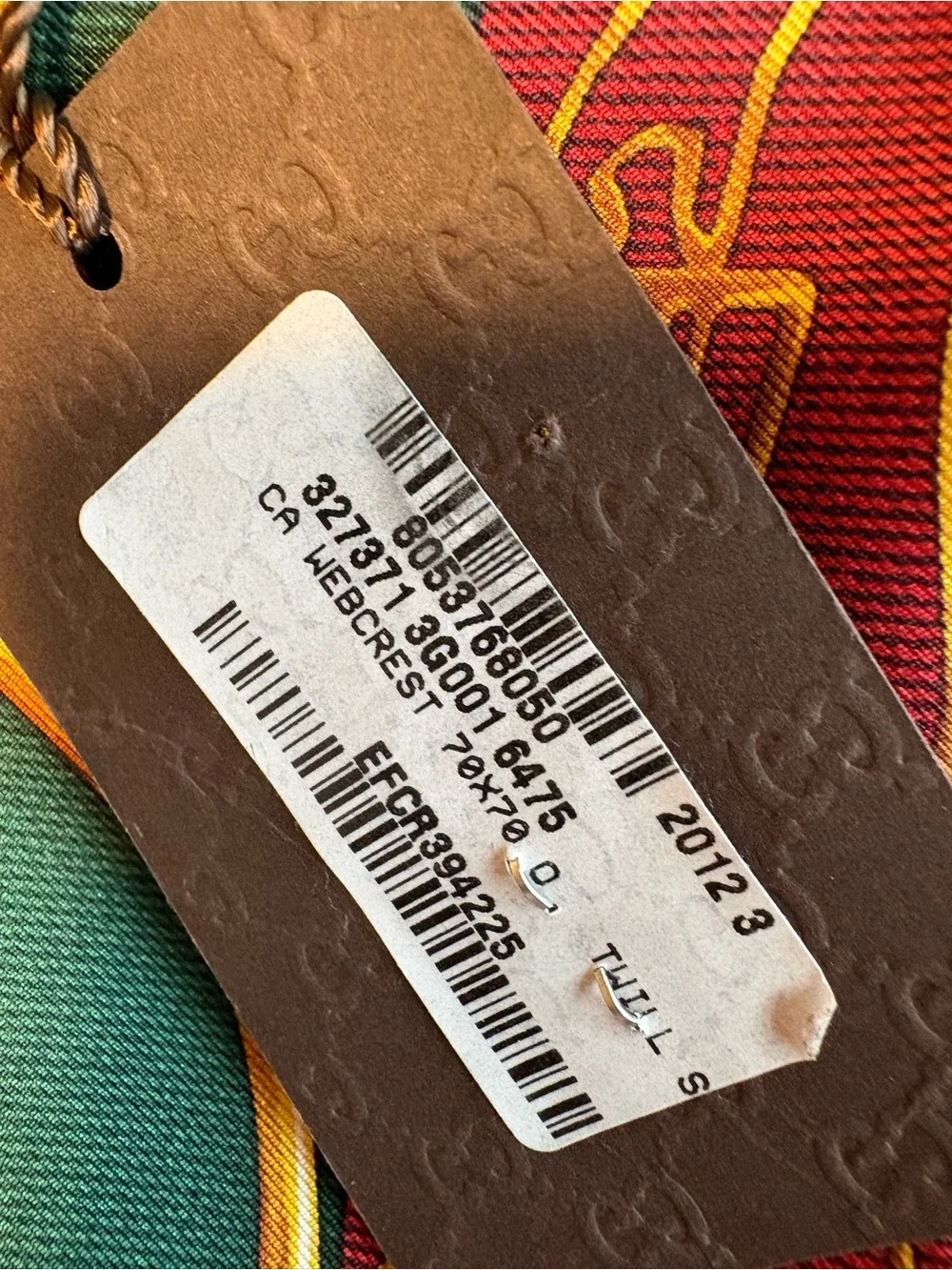 Authentic BNWT!! GUCCI CA WEBCREST SILK TWILLY SCARF 🧣#327371